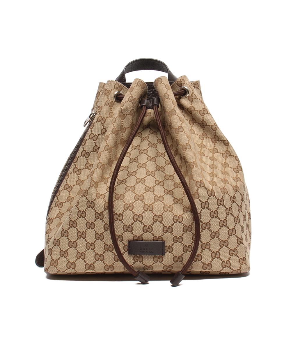 【先着クーポン24日1:59迄】【中古】 美品 グッチ リュック 巾着型 GGキャンバス 449175 527066 ユニセックス GUCCI