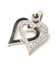 【中古】美品 K18WG ダイヤ 0.18ct ハートモチーフ ペンダントトップ レディース