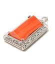【中古】美品 K10WG 天然 珊瑚 サンゴ ダイヤ 0.11ct ペンダントトップ レディース