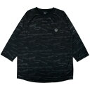 CAMO EMBOSS MESH RAGLAN 3/4 SLEEVE TEE BLACK バスケットボール バスケ ロンT スポーツ ウェア 長袖
