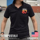 USA購入 エアロポステール ポロシャツ アップリケ刺繍 メンズ AEROPOSTALE 6047-9492-001 ブラック 黒