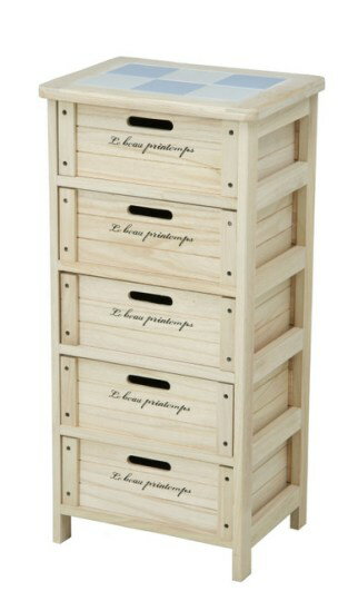 【北欧スタイル♪】　木製5段ボックス　HF05-004(N)　ナチュラル　【タイル張り＊】　カントリーマルチボックス　桐材　キッチン収納　ワイン箱のようなかわいらしさ★