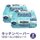 【2セット送料無料】カークランド キッチンペーパータオル160シート×12ロール【2袋セット合計24ロール】同梱不可商品