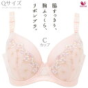 送料無料 25%OFF ワコール 脇すっきり、胸ふっくら、リボンブラ。 脇高ブラ 谷間 Qサイズ 3/4カップブラジャー Cカップ BRG483 wcl-lb