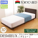東京ベッド パネル型ベッド デミュー ヘルシーフィットボンネルマットレス付 セミダブル 脚付 天然木 超低床ベッド TOKYOBED 日本製 ローベッド フラットタイプ ボンネルコイルマットレスセット セミダブルベッド