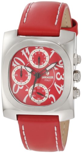 Lancaster JX^[ fB[Xrv Women's OLA0288RSBN-RSBN Chronograph Red Dial Red Leather Watch