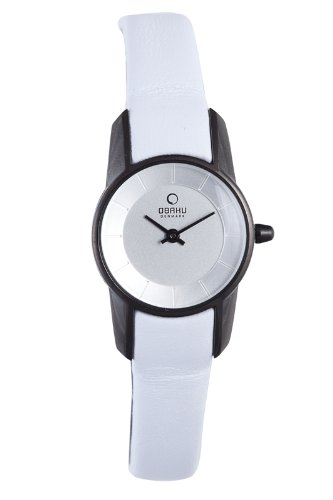 IobN fB[X rv Obaku by Ingersoll ladies silver dial white leather strap watch V130LBIRW