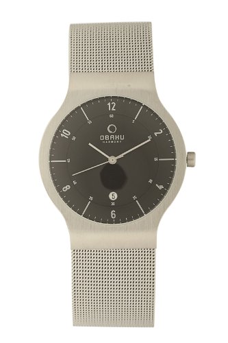 IobN Y amp rv Obaku Men's Quartz Watch with Black Dial Analogue Display and Grey Stainless Steel Bracelet V133GCBMC-N2