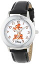 ディズニー 腕時計 キッズ 時計 子供用 くまのプーさん ティガー Disney Kids' W000874 Tween Tiger Stainless Steel Black Leather Strap Watch