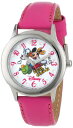 ディズニー 腕時計 キッズ 時計 子供用 ミッキー ドナルドダック Disney Kids' W000982 Tween Minnie and Daisy Glitz Stainless Steel Peach Leather Strap Watch