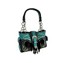 ビニール ウエスタン スタイル ショルダーバッグ ハンドバッグ レディース 女性用 ターコイズ Western Style Rhinestone Buckle Stud Fringe Concealed Carry Purse