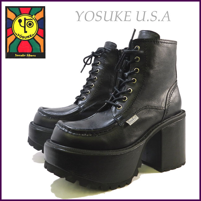 商品到着後のレビューを書くで消費税負担します♪☆新作☆　YOSUKE U.S.A(ヨースケ)パンク＆ロックテイストレースアップ厚底ショートブーツ2600800モデルサイズあり【送料無料】【IBE】