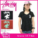 【ポイント5倍】ステューシー STUSSY ウーマンズ Splatter Vネック 半袖(stussy v-neck カットソー ガールズ レディース ウィメンズ ladies レデイース レディス Ladys WOMENS 女性用 214116 Stussy stussy ストゥーシー スチューシー) ice filed icefield