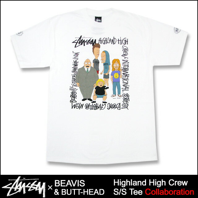 ステューシー STUSSY×BEAVIS & BUTT-HEAD Highland High Crew Tシャツ 半袖 コラボ(stussy tee ティーシャツ ビーバス・アンド・バットヘッド Wネーム メンズ 男性用 3902247)【マラソン201207_ファッション】【RCPmara1207】【16%OFF】【コラボ】STUSSY×BEAVIS & BUTT-HEAD Highland High Crew S/S Tee コラボ