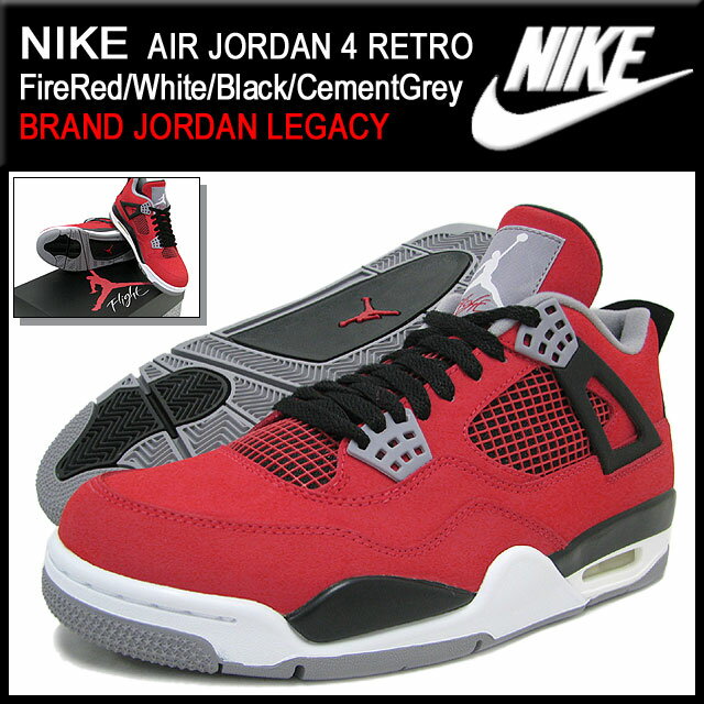 ナイキ NIKE スニーカー エア ジョーダン 4 レトロ Fire Red/White/Black/Cement Grey メンズ(男性用) (nike AIR JORDAN 4 RETRO BRAND JORDAN LEGACY Sneaker sneaker SNEAKER MENS・靴 シューズ SHOES スニーカ 308497-603) ice filed icefieldNIKE AIR JORDAN 4 RETRO Fire Red/White/Black/Cement Grey BRAND JORDAN LEGACY