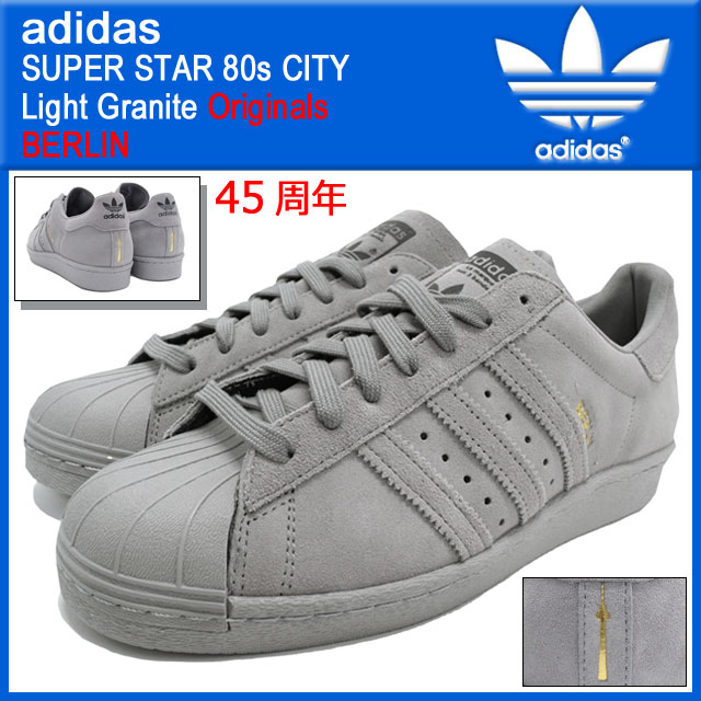 adidas men's superstar 80s city series berlin-grey/gold