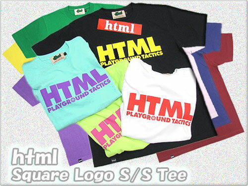 html(エイチ・ティー・エム・エル) Square Logo S/S Tee【マラソン201207_ファッション】【RCPmara1207】【SJ8月＆Samurai8月紹介】【ステッカー付き】