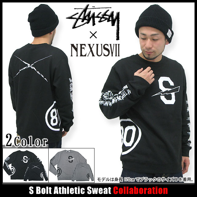 ステューシー STUSSY×NEXUS VII S Bolt Athletic スウェット コラボ(stussy sweat ネクサスセブン ネクサス7 Wネーム トレーナー トレナー トレイナー メンズ・男性用 3912574 Stussy stussy ストゥーシー スチューシー) ice filed icefieldSTUSSY×NEXUS VII S Bolt Athletic Sweat コラボ