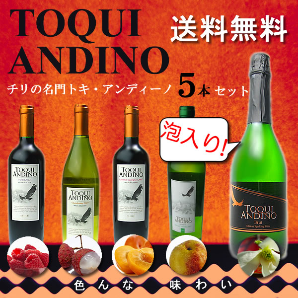 泡も入ったトキ・アンディーノ品種別飲み比べ5本セット【送料無料】