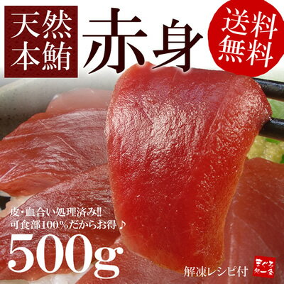 【送料無料】天然本マグロ赤身たっぷり500g！可食部100％！もっちり赤身をご堪能下さい。解凍方法のレシピ付【まぐろ　鮪】【お中元、敬老の日】【2sp_120810_green】[[赤身500g]