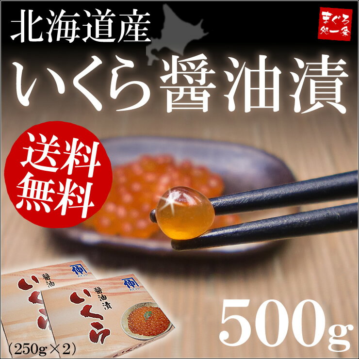 【送料無料】「北海道産」特選いくら醤油漬け！たっぷり500g（化粧箱付250g×2）皮までとろける極上イクラをお届け【お試し】【お中元、敬老の日】【2sp_120810_green】[[イクラ250-2p]