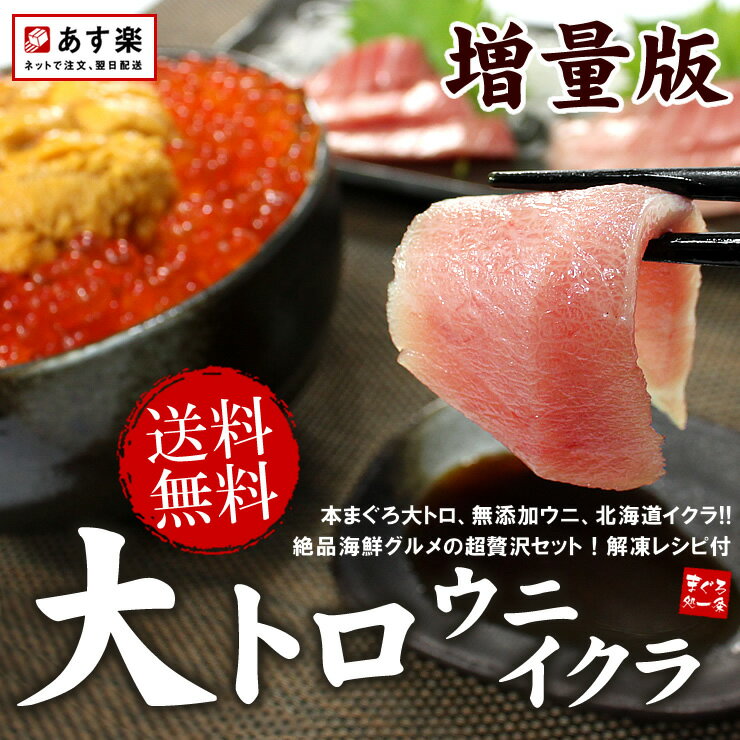 【送料無料】増量版！本マグロ大トロ、さらにウニ・イクラ！鮪の王様本まぐろ、無添加お刺身ウニ、北海道産イクラ♪絶品グルメてんこ盛り♪最安値に挑戦！【敬老の日、お中元】【楽ギフ_】【楽ギフ_メッセ入力】【あす楽対応】【2P13oct13_b】【RCP】[[海鮮セット-2p]