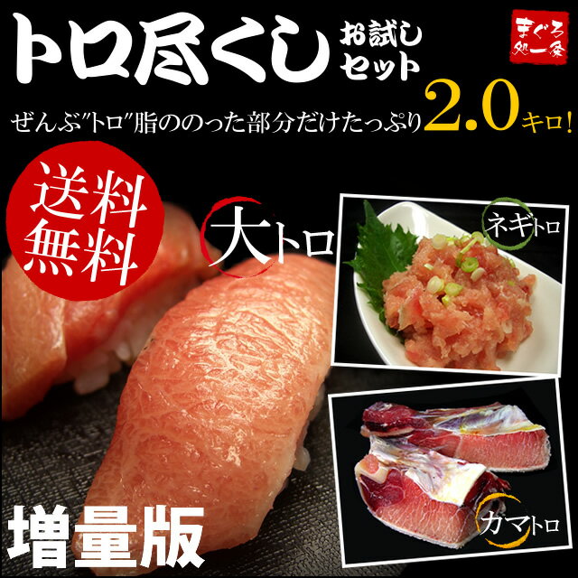 【送料無料】大トロ入り♪ずっしり2kg トロ尽くしセット増量版！「大トロ・ネギトロ・カマトロ」人気の"トロ"をが全部入り！【あす楽対応】【訳あり】【楽ギフ_メッセ入力】【お中元、敬老の日】【2sp_120810_green】[[TDS1kg-2p]大トロ400g、ネギトロ400g、天然マグロカマ1.2kg！