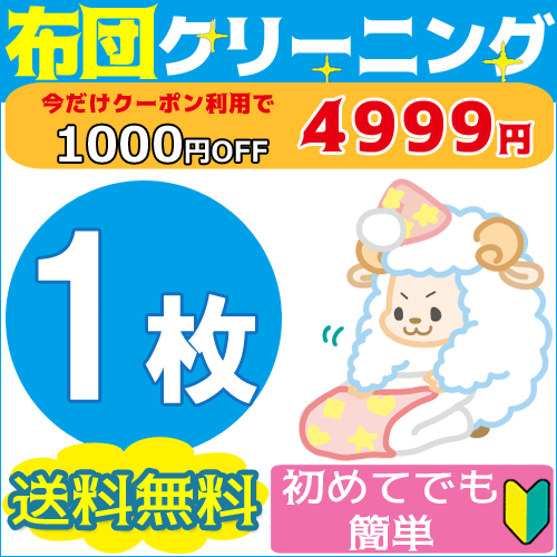 【完売御礼】布団クリーニング1枚 ★楽天1位獲得★布団丸洗い【送料無料＆カビ取り0円】安心の返金保証付き♪★羽毛布団 羊毛布団もOK!シングルでもダブルでもOK楽天スーパーSALE