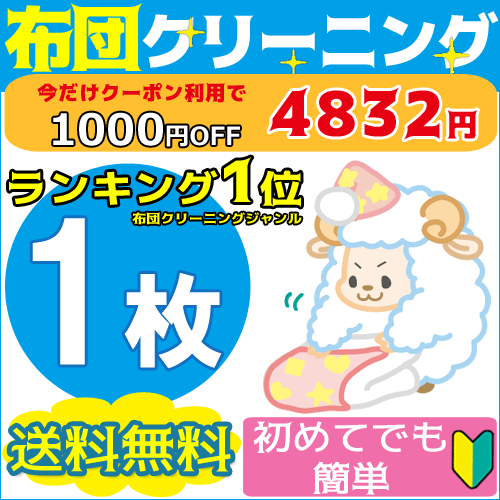 【1000円offクーポン】布団クリーニング1枚 楽天1位獲得 布団丸洗い【送料無料＆カビ取り0円】...:ichikawa929:10000269