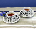  アラビア パラティッシブラック 6676(6677/6678) ティーカップ&ソーサー 2客セット [紅茶の日特集][紅茶2杯分付き]楽しいティータイムをどうぞ♪