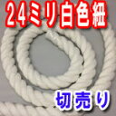 白ロープ 太さ24ミリ カラーロープ白 アクリル製 切り売り...
