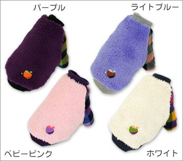 iDog アイドッグ チェックスリーブふわトレーナーチェック柄の切り替えがオシャレなトレーナーカラフルなりんご刺繍がポイント★パープル/ライトブルー/ベビーピンク/ホワイトの4色展開