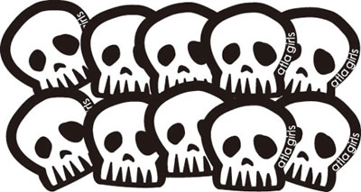 【メール便で送料80円】【スノーボード】【小物】【ステッカー】【スカル】SKULL Stickers -White SKULL-　（10枚セット）