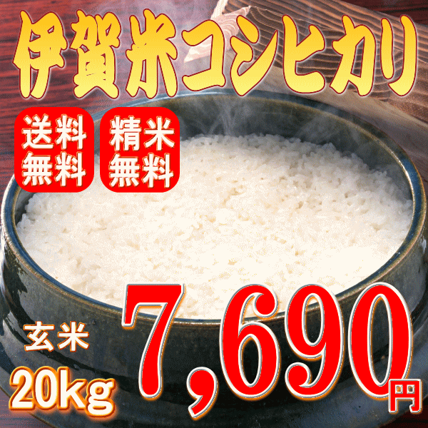 【ポイント5倍】【送料無料】【精米無料】伊賀米コシヒカリ 玄米20kg （10kgx2）【smtb-tk】