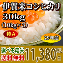 【H29年産・特Aランク】伊賀米コシヒカリ玄米30kg(10...