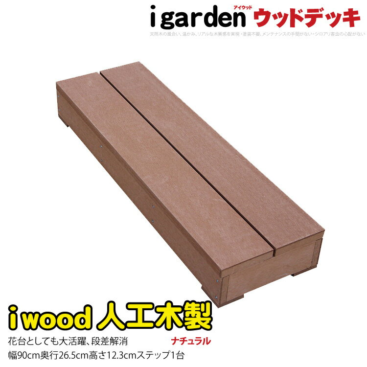 アイウッドデッキ 人工木 ステップ ナチュラル ウッドデッキ 樹脂木 木製デッキ セット …...:igarden:10000589