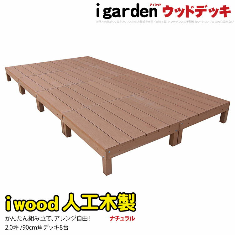 【送料無料】 アイウッドデッキ ナチュラル 8点セット 2坪 木製デッキ 人工木 ウッドデ…...:igarden:10000402