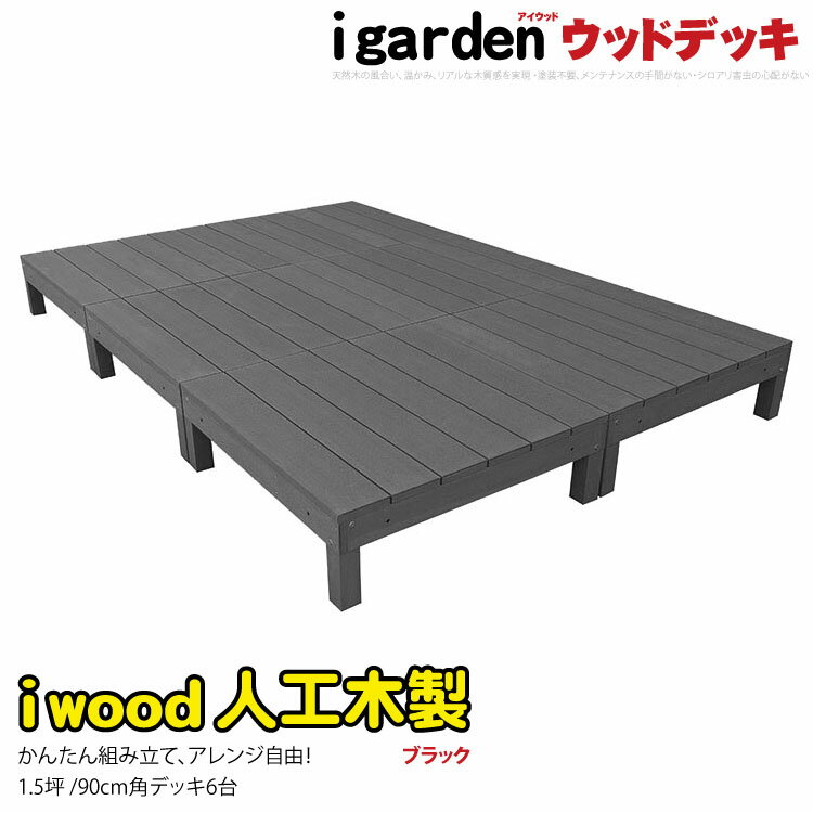 【送料無料】【ウッドデッキ】アイウッドデッキ 6点 セット 1.5坪オープンデッキ ブラッ…...:igarden:10000607