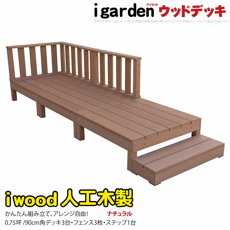 ウッドデッキ 7点セット アイウッドデッキ 0.75坪 ナチュラル 人工木 樹脂 アイガー…...:igarden:10000483