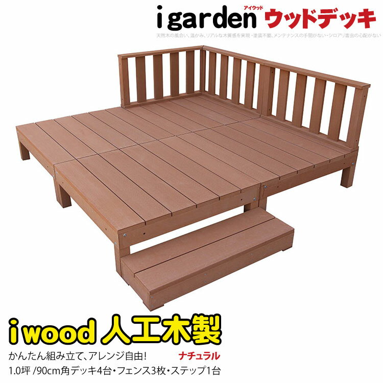 【送料無料】ウッドデッキ 人工木 アイウッドデッキ 8点セット 1.0坪 ナチュラル 木製…...:igarden:10000484