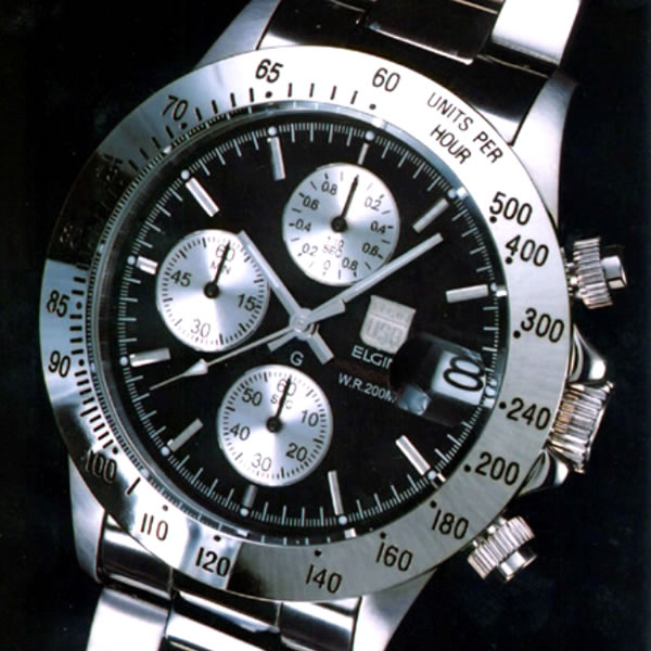 エルジン 時計 ELGIN 腕時計 FK1184S-B 200M防水 クロノグラフ機能 カレンダー付き 【楽ギフ_包装選択】 【RCPmara1207】
