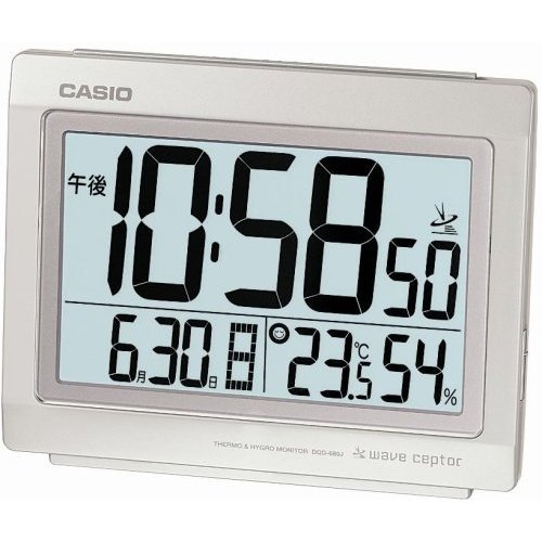 DQD-680J-8JF（電波時計） 【30%OFF!】 カシオクロック 【お取り寄せ】 カレンダー表示タイプ 温・湿度計付き電波クロック 目覚し時計  【SBZcou1208】