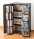 日本製 AV収納ラック CD/DVD収納ラック4段 カギ付,家具調AV収納ラック CD DVD収納スリムラック,CD324枚 DVD236枚 ビデオ128本 コミック236冊収納可能