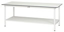####u.ヤマキン/山金工業【SUP-975TT-WW】ワークテーブル 150シリーズ 固定式 H740mm 全面棚板付 組立式