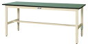 ####u.ヤマキン/山金工業【SWRA-1890-GI】ワークテーブル 300シリーズ 固定式 高さ調整タイプ H600〜H900 塩ビシート天板(グリーン) アイボリー 組立式