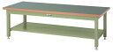####u.ヤマキン/山金工業【SSRL-1275TT-GG】ワークテーブル スーパータイプ 固定式 H600mm 塩ビシート天板 グリーン 組立式