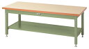####u.ヤマキン/山金工業【SSML-1890TT-IG】ワークテーブル スーパータイプ 固定式 H600mm メラミン天板(アイボリー) グリーン 組立式