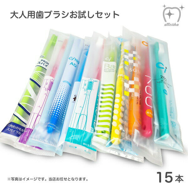 最安値挑戦中 お試しセット メール便送料無料 大人用おまかせ歯ブラシ 15本セット むし歯 歯周病 歯肉炎 口臭予防に