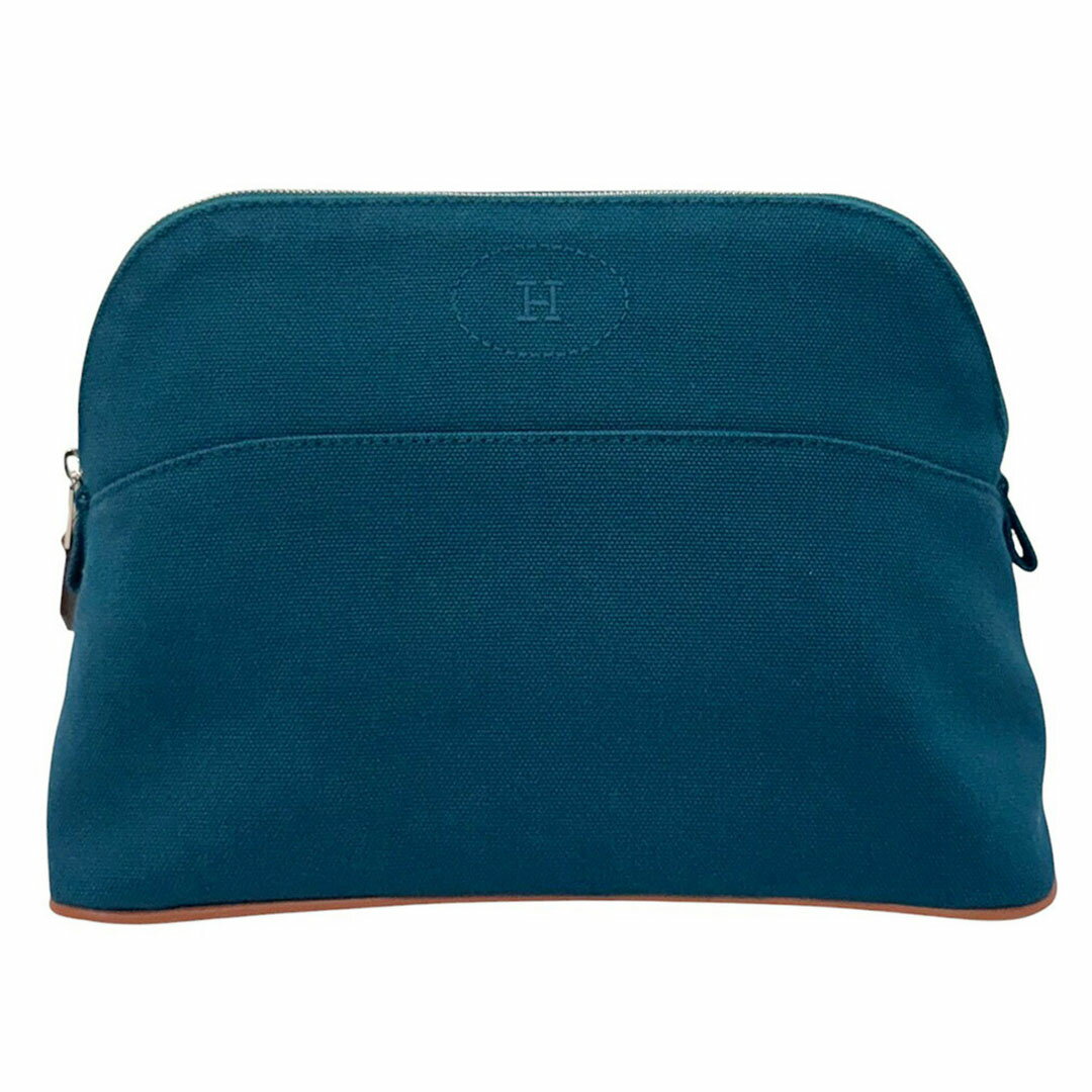 新品 エルメス ポーチ HERMES H103774M04 コスメポーチ ボリードMM コットンキャンバス ブルー オレンジ 化粧ポーチ