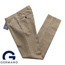 ジェルマーノ GERMANO / 22-23AW ウールライトツイードグレンチェック1プリーツパンツ「321G-5633」(ベージュ基調)【ハンガー便選択OK】/ 秋冬 メンズ イタリア ボトムス スラックス ウールパンツ 英国柄 カンポーレ